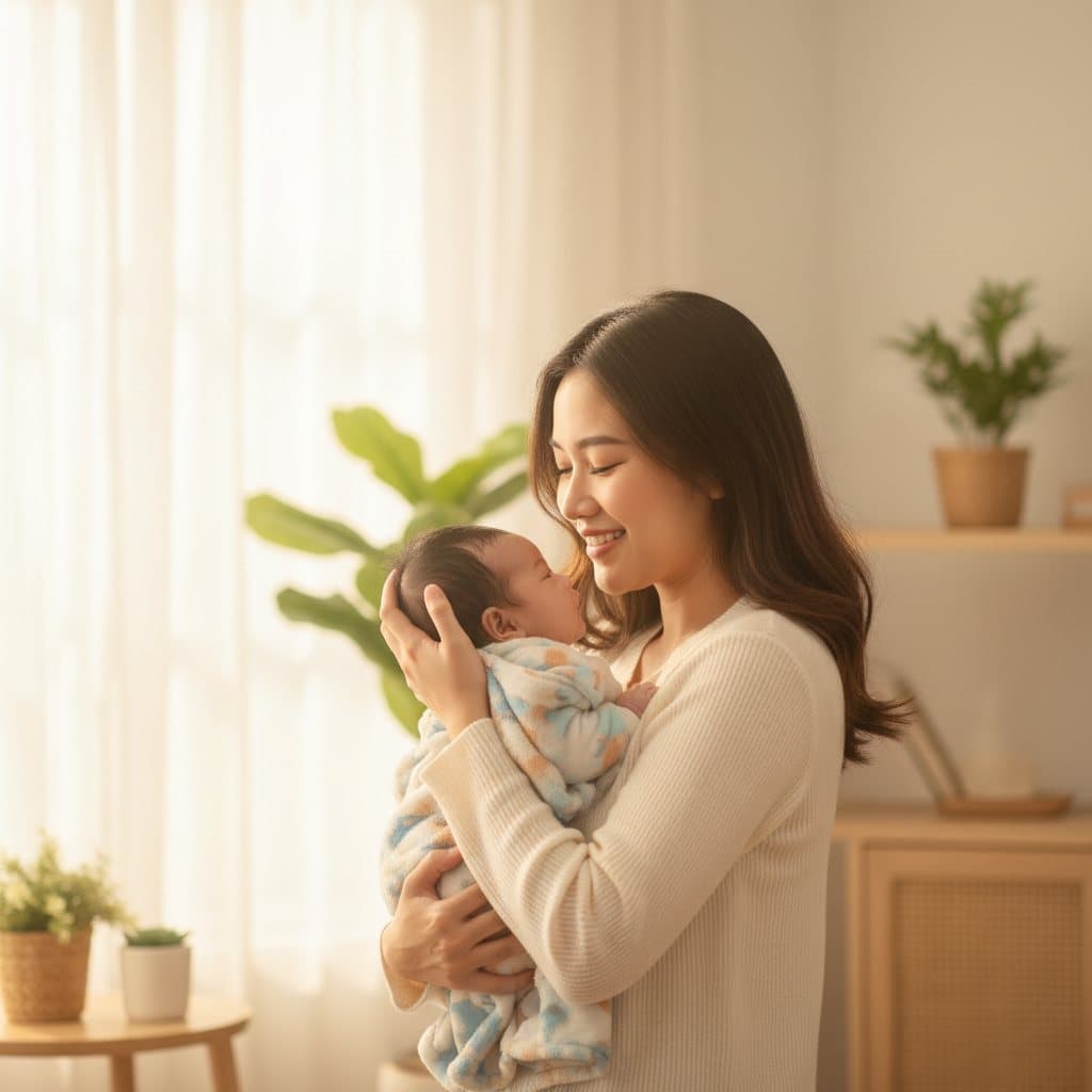 Ibu menggendong bayi